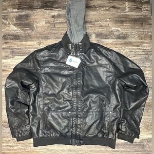 Szory - Faux Leather Bomber Jacket - Black - XXL - NWT